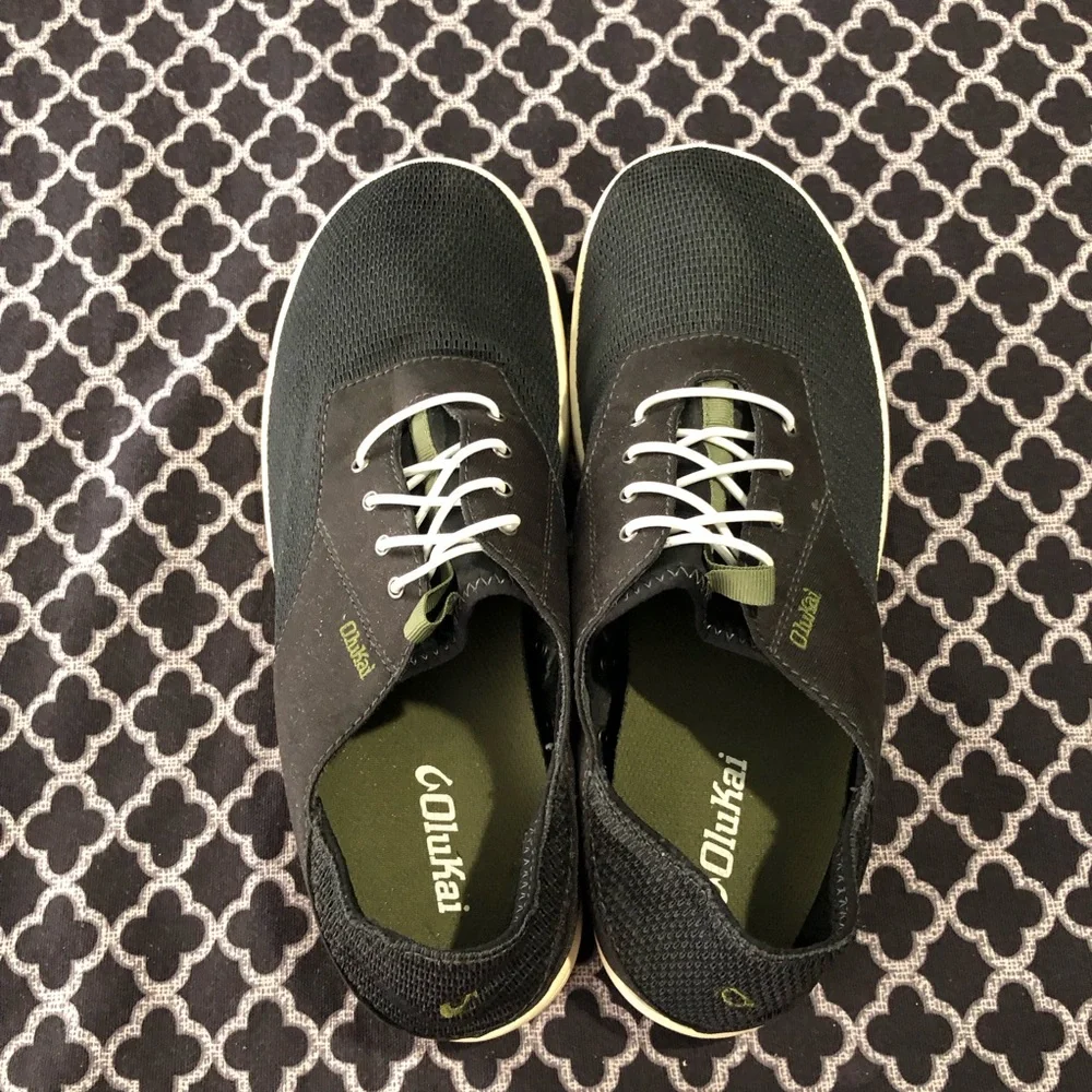 OluKai NOHEA MOKU Mesh Comfort Sneakers Shoes Black Green Sneakers Mens Sz 10